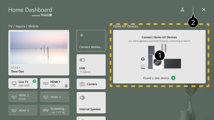Pantalla de conexión de dispositivos Home IoT